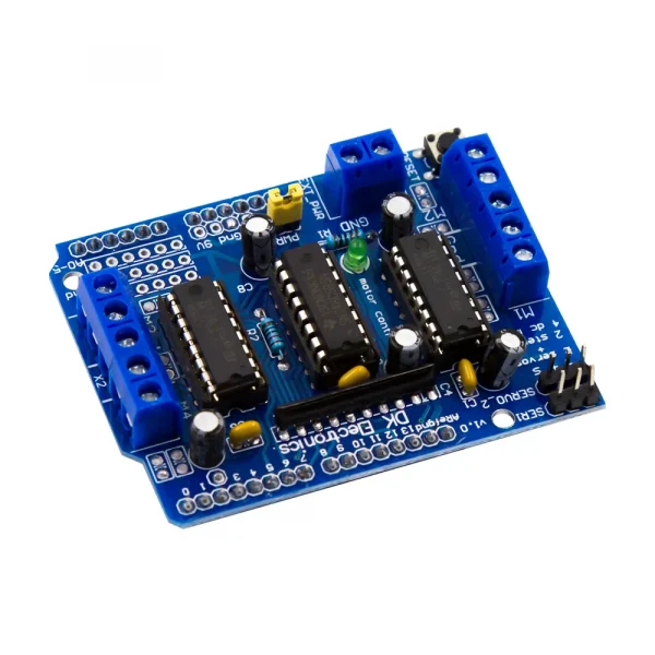 L293D Motor Driver Shield: Arduino-compatible shield for controlling DC motors and stepper motors. Dual H-Bridge design for seamless motor control in robotics and electronics projects. Versatile and easy to integrate into your DIY setups.