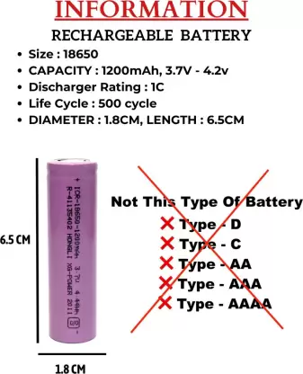 18650 Li-ion 1200mAh Rechargeable Battery 