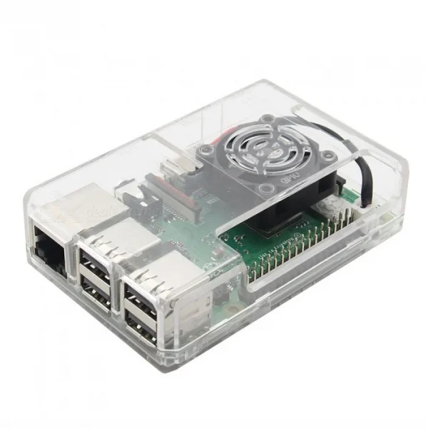 New High Quality Transparent ABS Case for Raspberry Pi 33 with Cooling FAN Slot 01