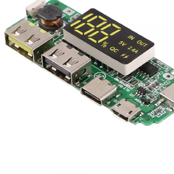 18650 5V 1A2A Lithium Battery Digital Display Charging Module with Dual USB Output Quick Charge Supported 3