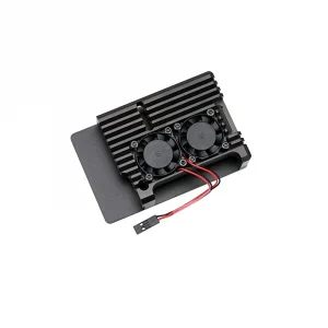 Aluminum Heat Sink Case with Double Fans for Raspberry Pi 4B Black 6 1