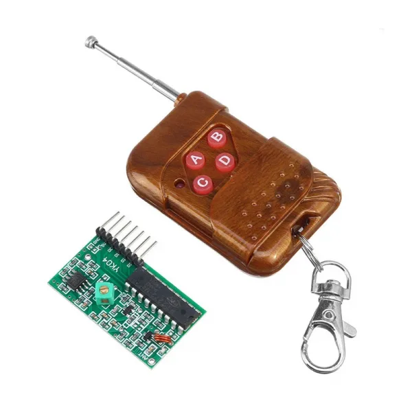 4-Channel RF Remote Control Transceiver Module: Non-Locking Mode. Versatile wireless remote module with four buttons for seamless control in electronics projects. Ideal for home automation, robotics, and DIY applications. Explore convenience with this reliable transceiver module