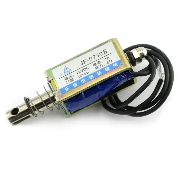 Jf-0730B 12V DC 5N solenoid with push/pull function used for various robotics project sold by aryabot.in