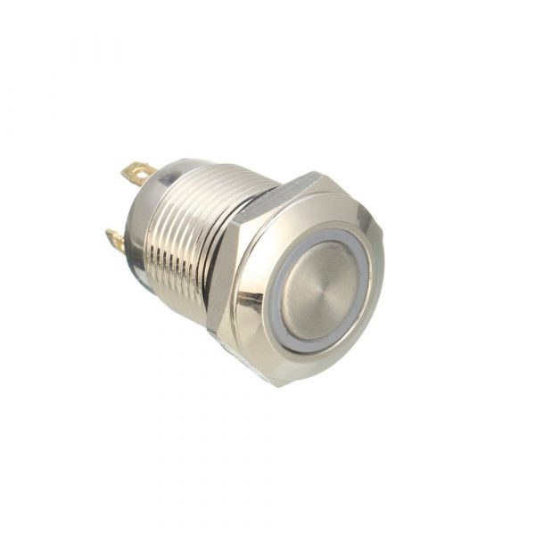12mm 12V Ring Light Momentary Metal Pushbutton Switch 1 2