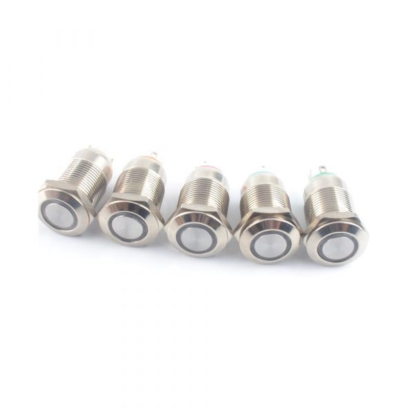 12mm 12V Ring Light Momentary Metal Pushbutton Switch 1 4