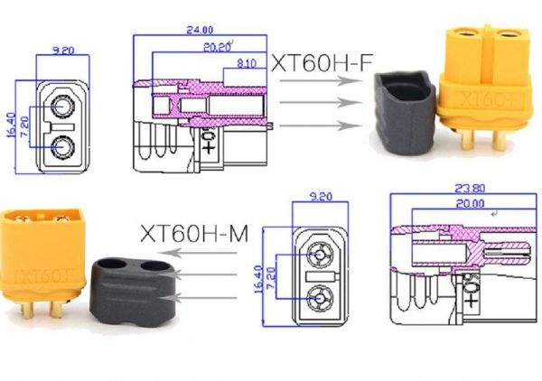 XT60H Male Female Connector Pair with Housing 1PairROBU 6