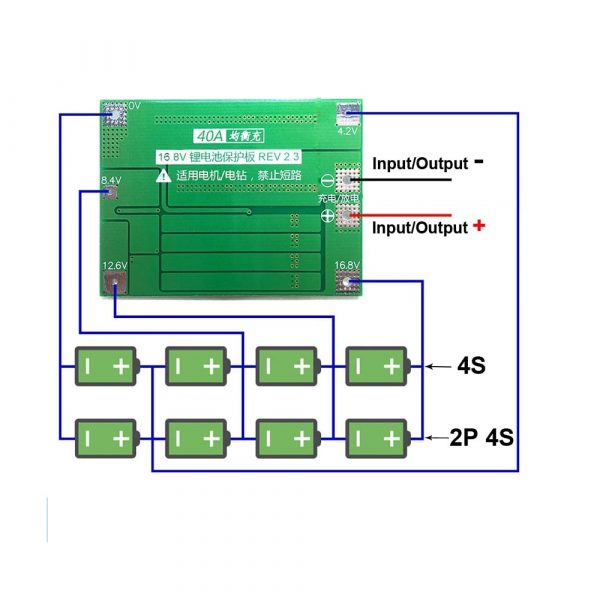 4 Series 40A 18650 Lithium Battery Protection Board