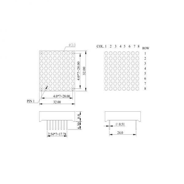 8x8 Red 64 LED Dot Matrix Display 3