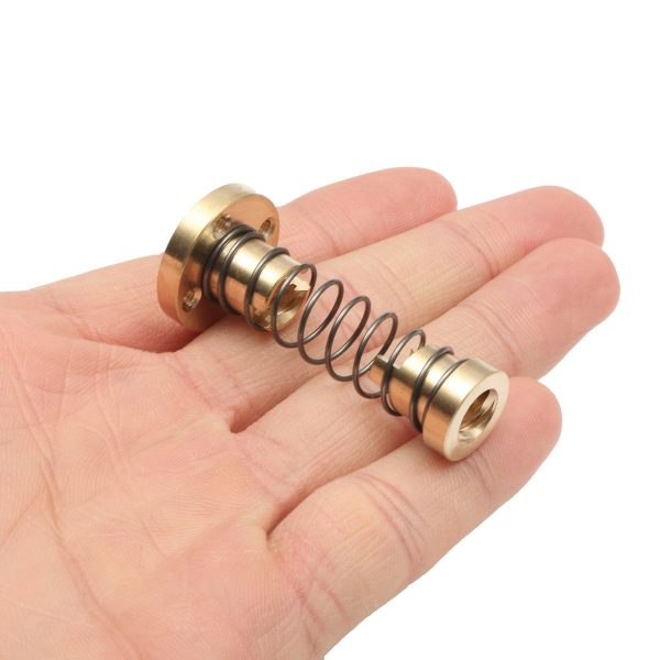 Brass T8 Anti Backlash Spring Loaded Screw Nut For Lead 8mm Lead Screws ROBU.IN