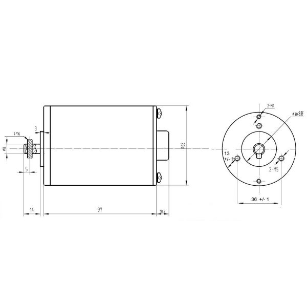 Dimensional Drawing MY6812 150W 24V 2750RPM DC Motor for E bike Bicycle ROBU