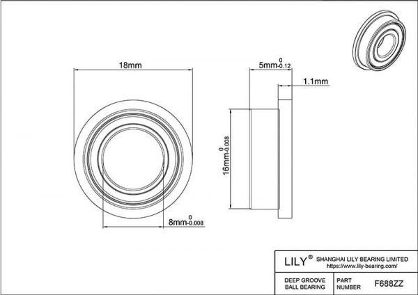 F688ZZ Flanged Ball Bearing 4