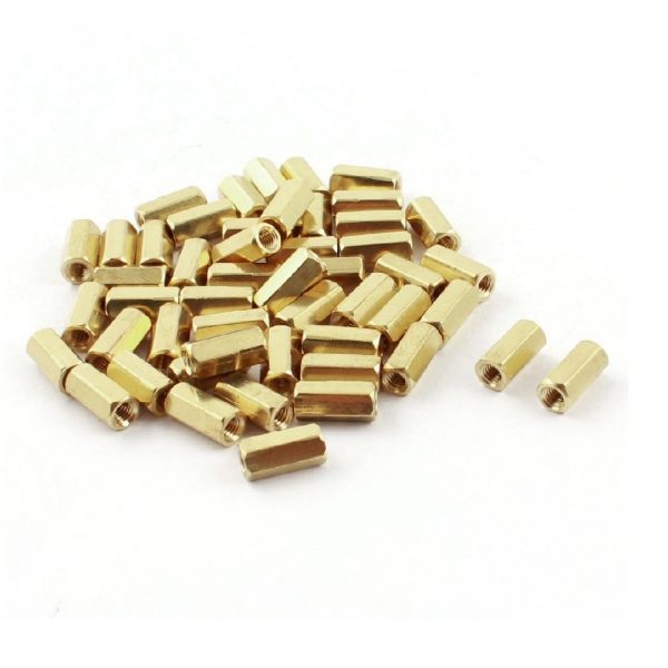 M3 X 10mm Female Female Brass Hex Threaded Pillar Standoff Spacer 6 Pcs 1