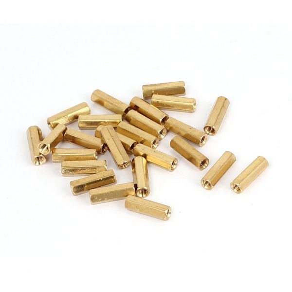 M3 X 20mm Female to Female Brass Hex Threaded Pillar Standoff Spacer 6 Pcs 1