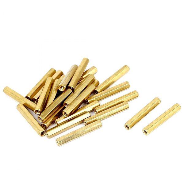 M3 X 30mm Female to Female Brass Hex Threaded Pillar Standoff Spacer 6 Pcs 1